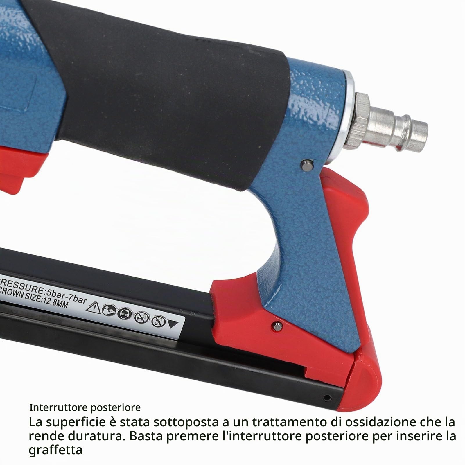 Pinzatrice Pneumatica Cucitrice a 21 Punti Metallici Capacità di Carico 1/4 a 5/8” 140 Punti Metallici Pinzatrice Pneumatica per Intelaiatura, Copertura, Lavorazione del Legno