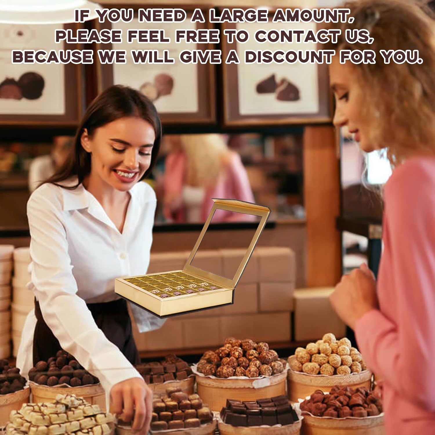 Bumlon Chocolate Gift Boxes Packaging, Truffle Boxes with Dividers, Empty Chocolate Boxes with Window and Magnetic Closure for Handmade Chocolate, Mini Truffle, Gift Cards, Valentine’s Day (25 Grids - 2 Pack)
