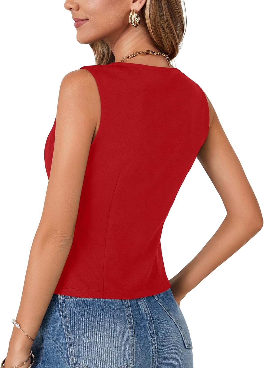 Vrtige Women's Bow Tie Open Front Deep V Neck Sleeveless Sexy Vest Tank Summer Top - Image 5