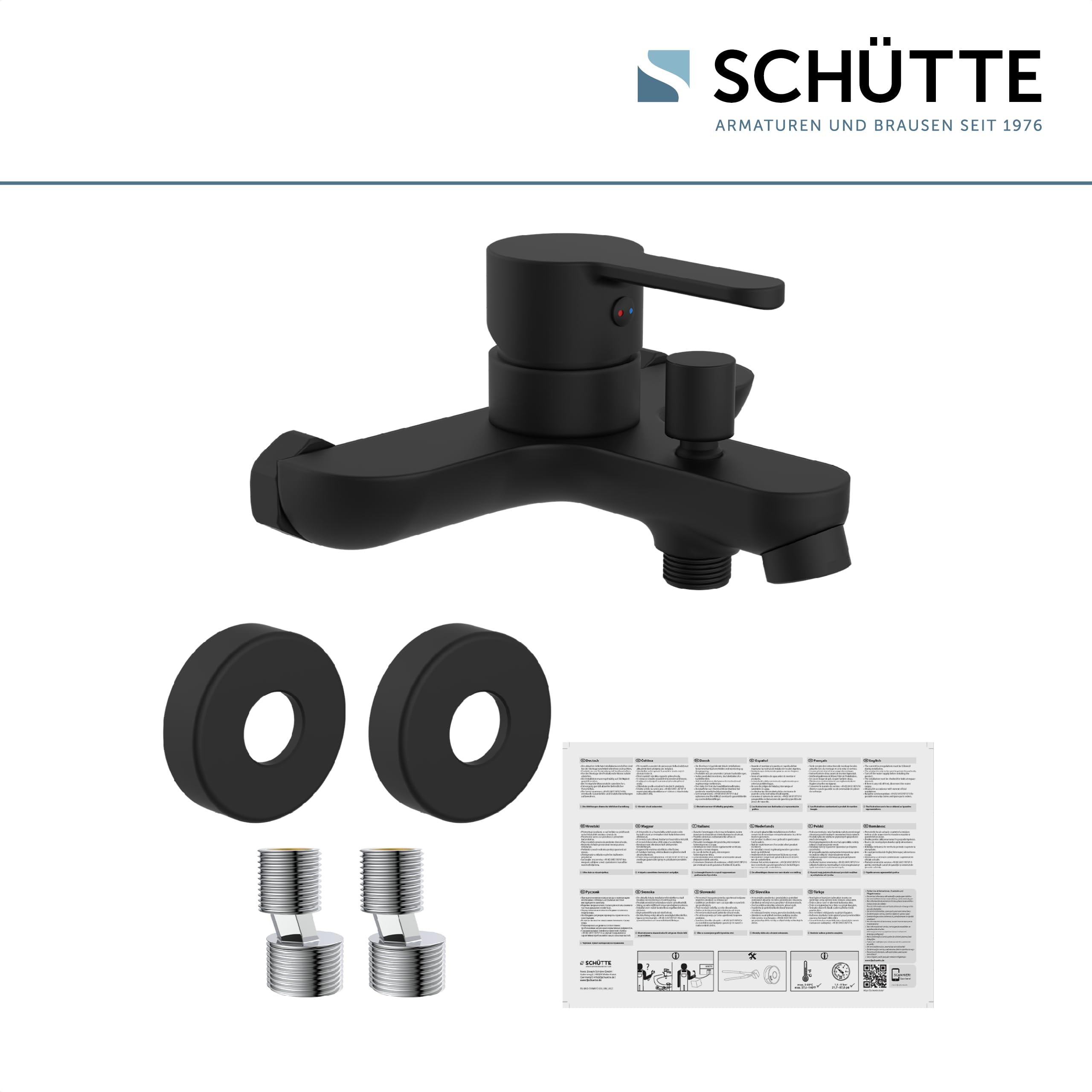 Schütte 44306 Negro Mate, baño, Grifo bañera, Ducha mezcladora, Color