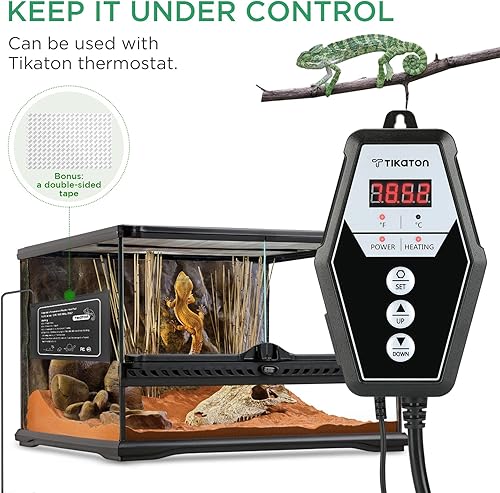 Miniatura 2 de Tikaton Juego combinado de almohadilla térmica para reptiles y termostato digital, calentador debajo del tanque para tanque de 10-20 galones30-40