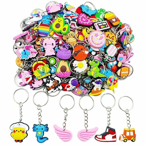 Ella & Emma 30/50/100 Bulk Different Keychains, Mixed Non-Repeat Cute