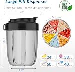 Pill Organizer,Supplement Organizer with 7 Compartments,Anti-Mix Medicine Organizer,with Wide Openings Design,Easy to Use,Pill Case Includes 20 Pcs Labels, Pill Dispenser (Black)
