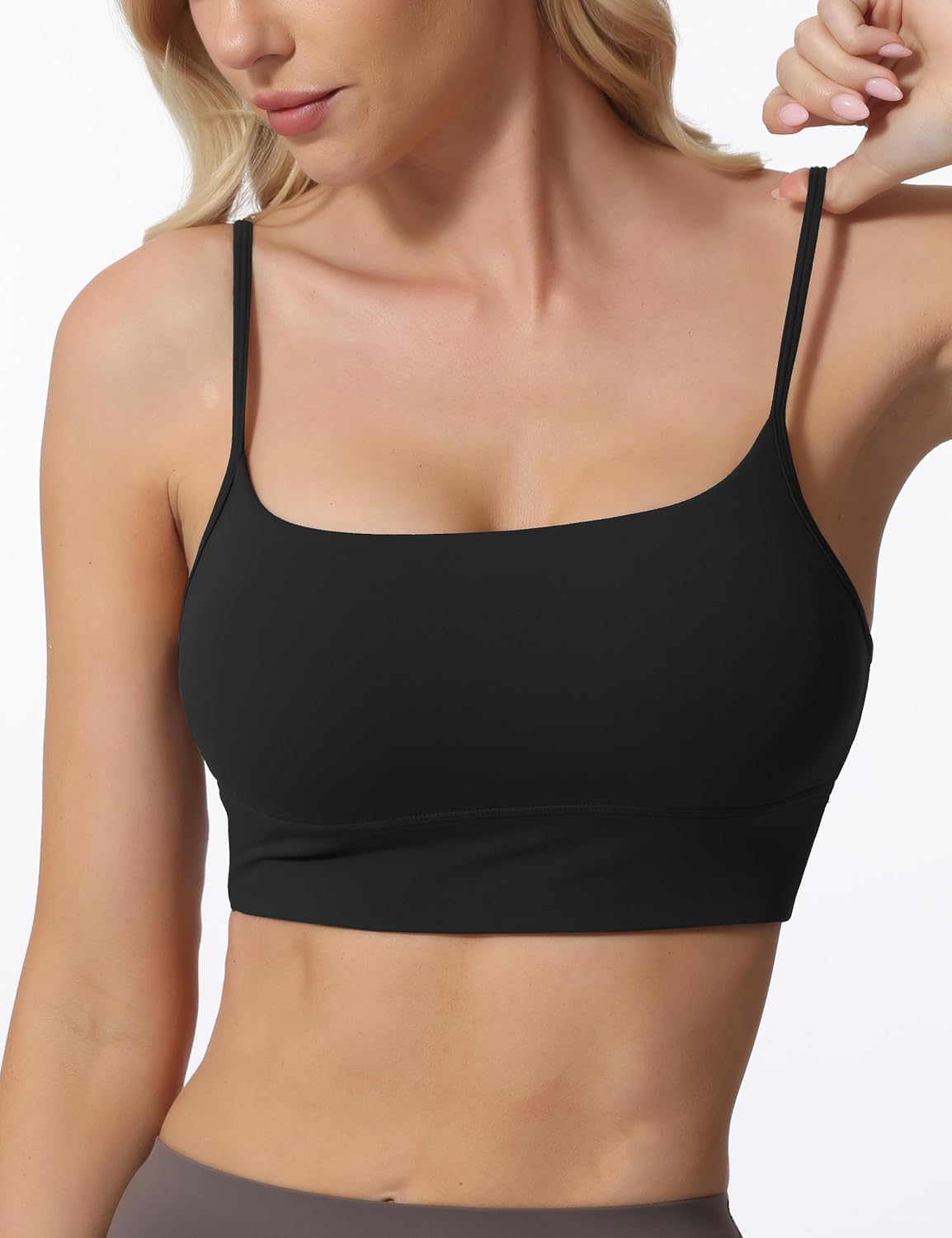 Sports Bras for Women Spaghetti Strap Padded for Yoga Running Gym Workout, Wireless Scoop Neck Bras Crop Tank Top - Image 5