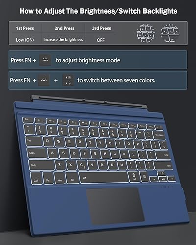 Miniatura 4 de Moko Funda tipo compatible con Microsoft Surface Pro 7 Plus/Pro 7/Pro 6/Pro 5/Pro 4/3, teclado inalámbrico ultra delgado con trackpad