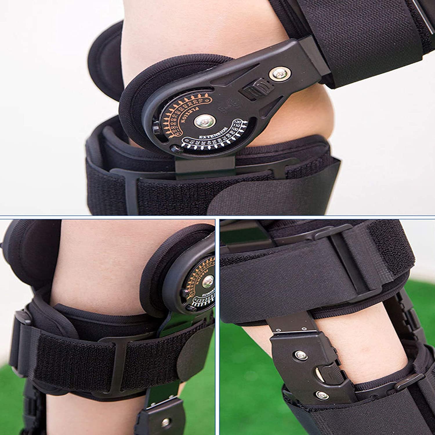 Tutore per Ginocchio con Cerniera, Ortesi Telescopica per Ginocchio, Tutore per Ginocchio Ortopedico con Cerniera, Supporto Regolabile per Lesioni Post-Operator