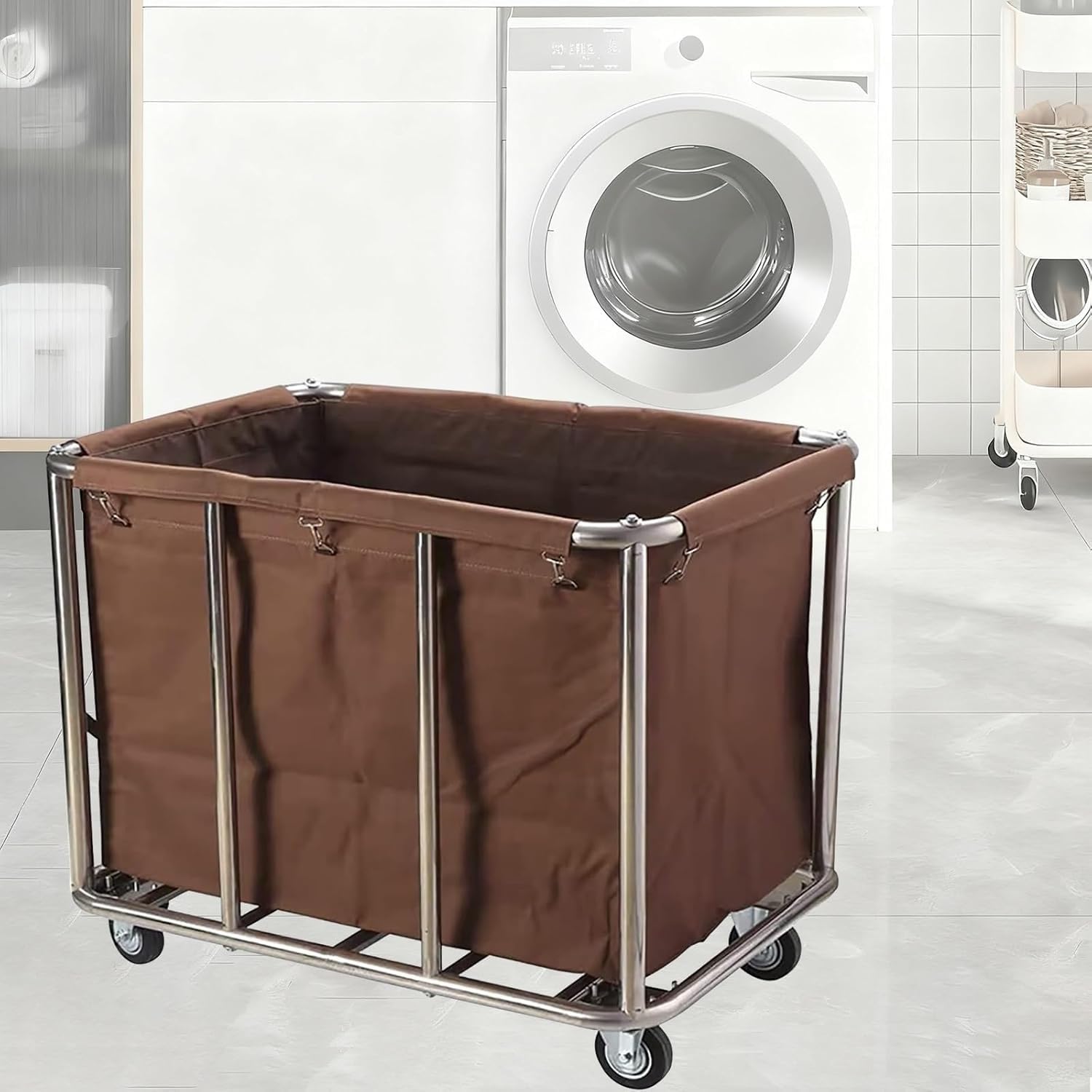 Carrello portabiancheria commerciale con ruote, cesto industriale da 400 l, grande borsa rimovibile resistente, per casa, hotel