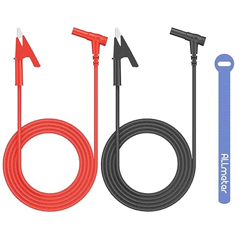 Miniatura 30 de 1 par de cable de prueba de enchufe de plátano a clip de cocodrilo, 39.4 in/3.28 pies, corriente nominal de 15 A, voltaje máximo de 1000 V, cable