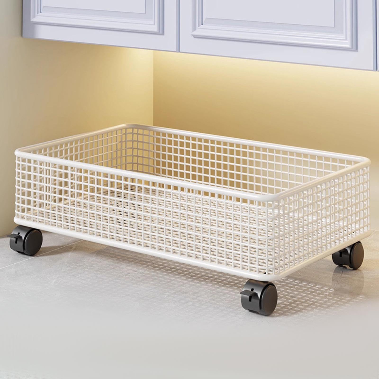MERIGLARE Aufbewahrungsregal Badregal Rollwagen Unterbau Organizer Regalsystem Aus Robustem Metall mit Rollen für Bad Küche für Badezimmer Küche Schlafraum Büro, Weiß