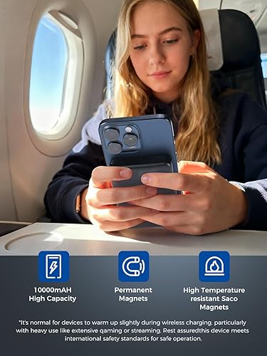 Miniatura 8 de Cargador portátil Magsafe, banco de energía magnético inalámbrico de 10000 mAh con soporte, PD 20 W de carga rápida paquete de batería de
