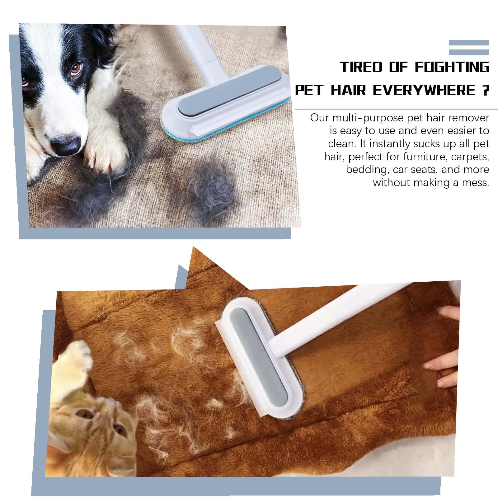 2 Pièces Brosse Anti Poils Animaux 4 en 1, Pet Hair Remover Livré avec 2 Crochets, Réutilisable Brosse Tapis, Brosse Vetement Anti Poils pour Canapé,Tapis, Vêtements, Literie (Bleu)
