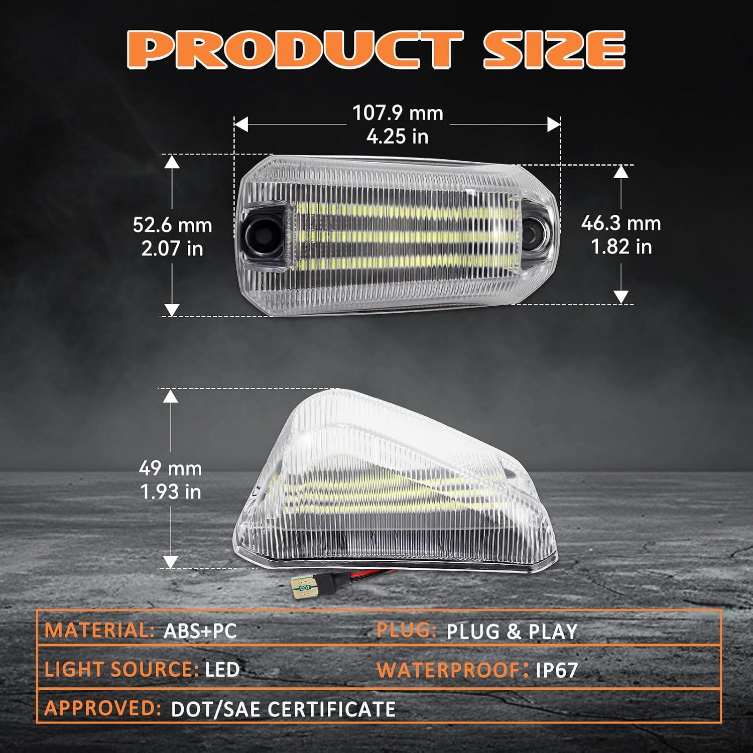 Dynamic White LED Cab Roof Lights for 2014-2023 Dodge Ram ProMaster 1500 2500 3500 Truck Van Clearance Marker Running Lamp Three Rows Clear Lens 5PCS
