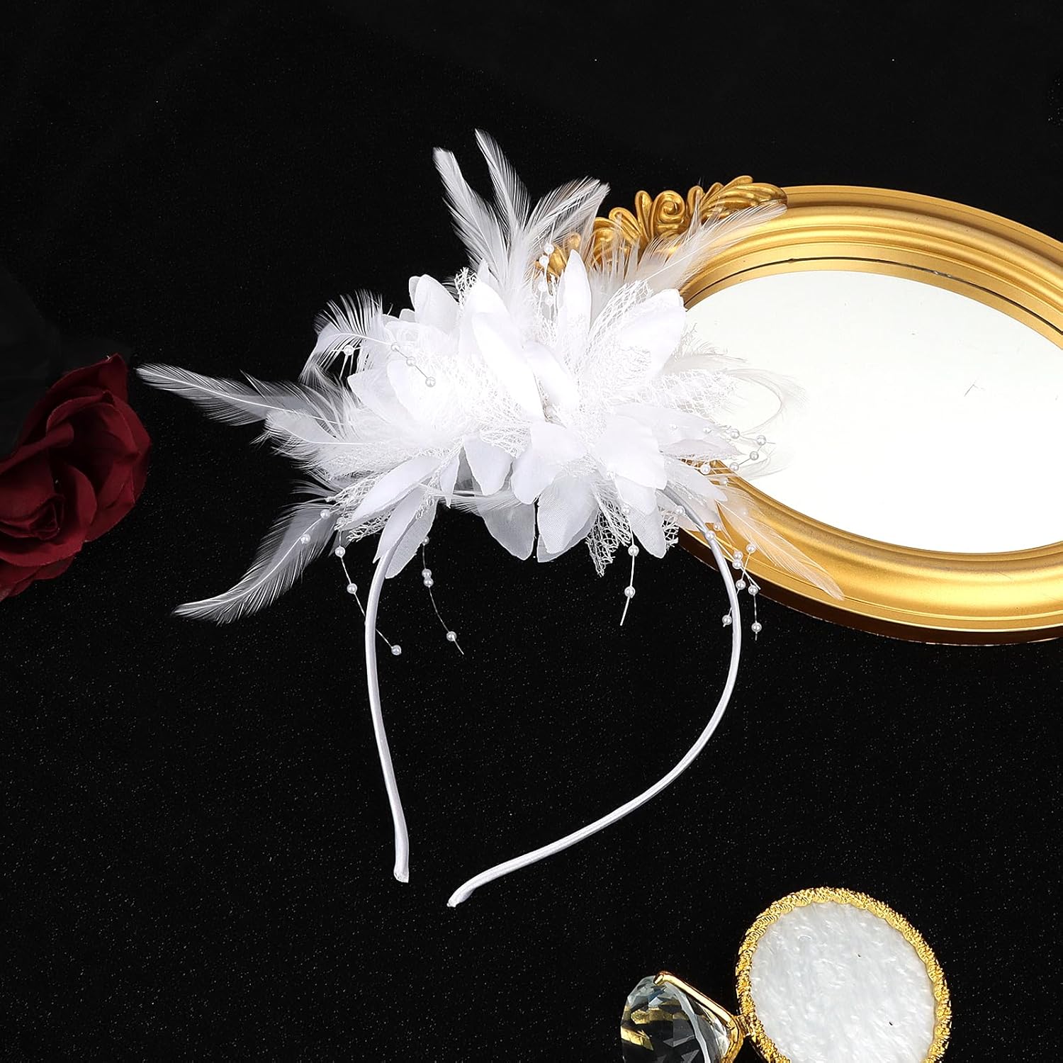 CAVETEE Fascinator for Women Tea Party, Tea Party Headpiece for Women 1920s Party - Image 7