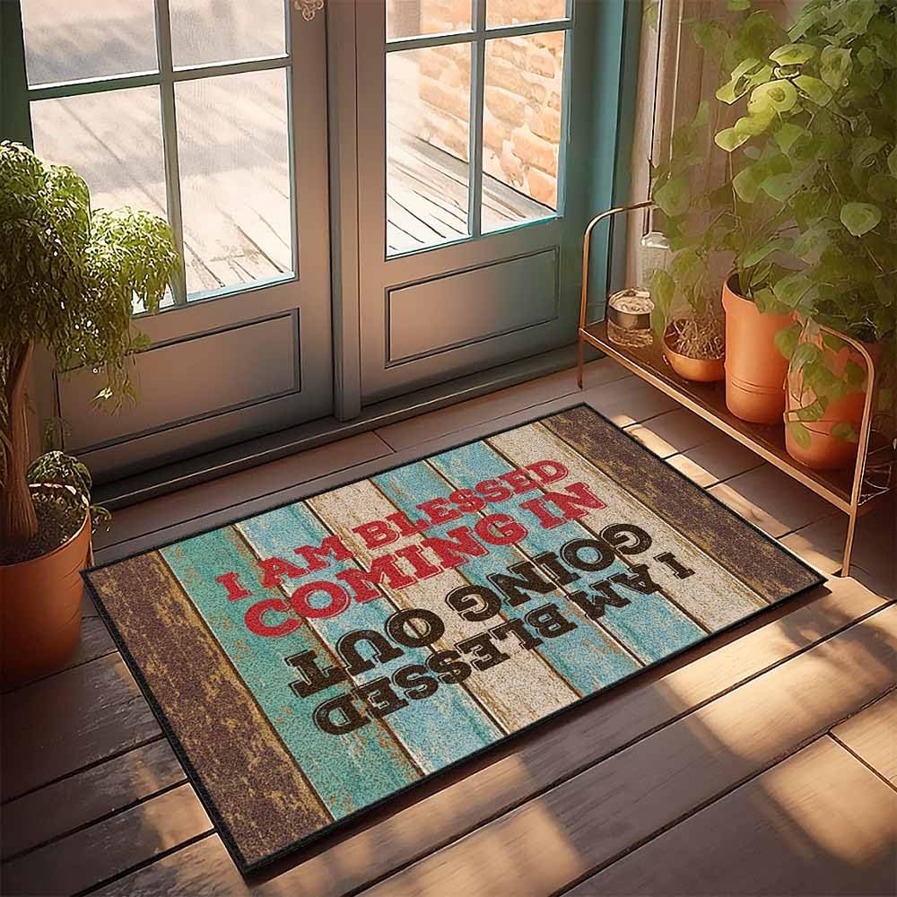 Tapis de bienvenue 50x80 cm style ferme rectangulaire pour décoration intérieure colorée