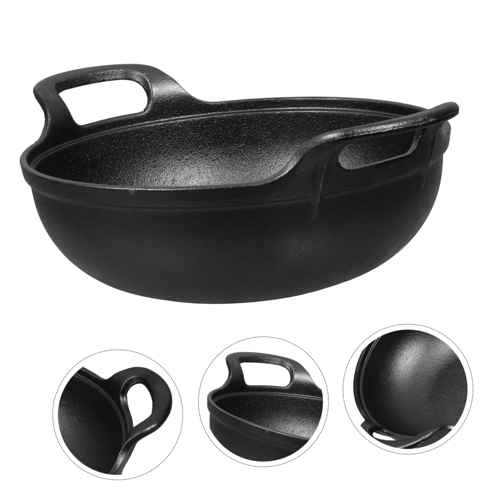 Schwarzer Runder Gusseisen Dutch Oven aus Eisen, Unbeschichtet