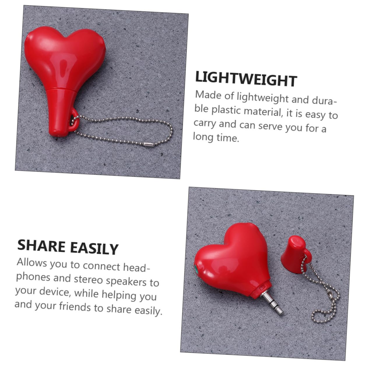 Mikikit 10pezzi Sdoppiatore Audio Forma Di Cuore Adattatore Cuffie Per Auricolari Divider Cavo Audio Per Notebook e Tablet Design Creativo e Pratico