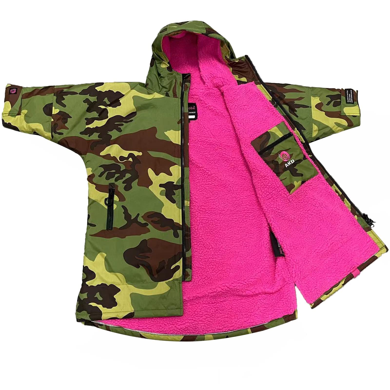 Adult Waterproof Oversize Swimming Changing Robe,Windproof Hooded Surf Poncho Coat Swim Towel - Swimming, Surfing, OCR Events - Long Sleeves