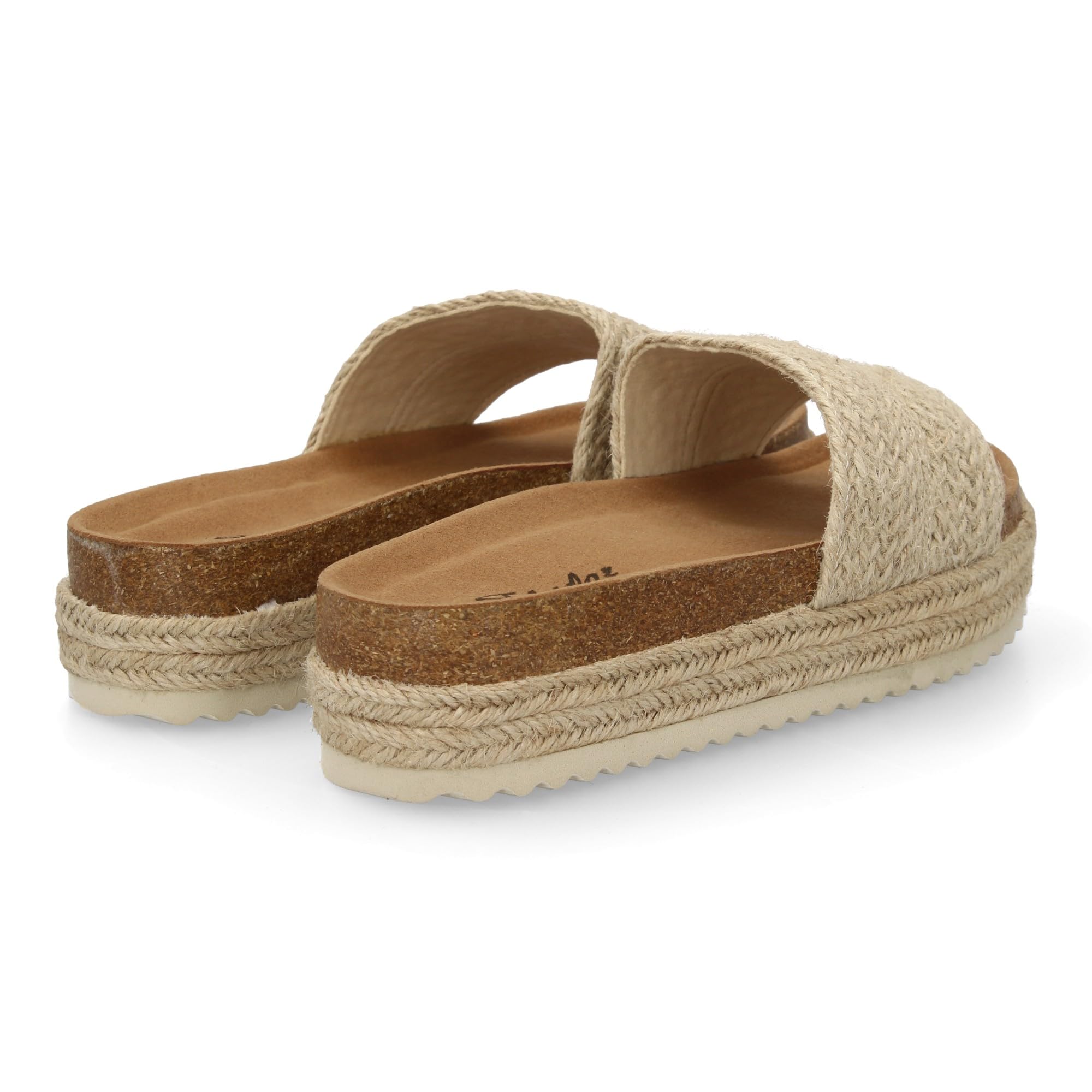 shoes&blues.es Sandalia Plana para Mujer con Plataforma Comoda y Ligera. Suela de Esparto. Pala de Esparto Trenzado. Color Natural. Ideal para Verano.
