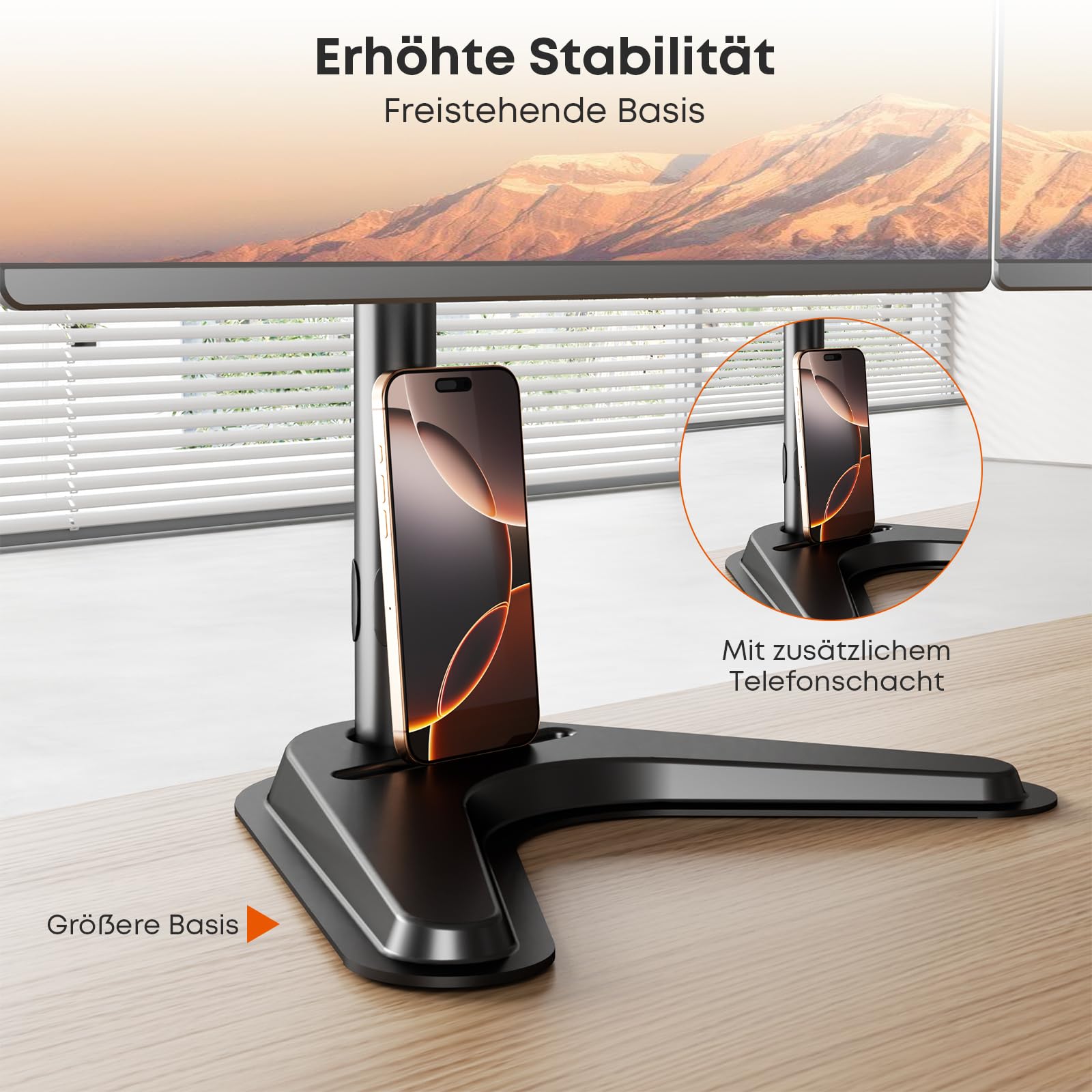 Putorsen Monitorhalterung für 3 Monitore bis 27 Zoll - Schwere, voll verstellbare Tischhalterung mit Standfuß & Kabelmanagement, 10 kg pro Arm, Schwarz