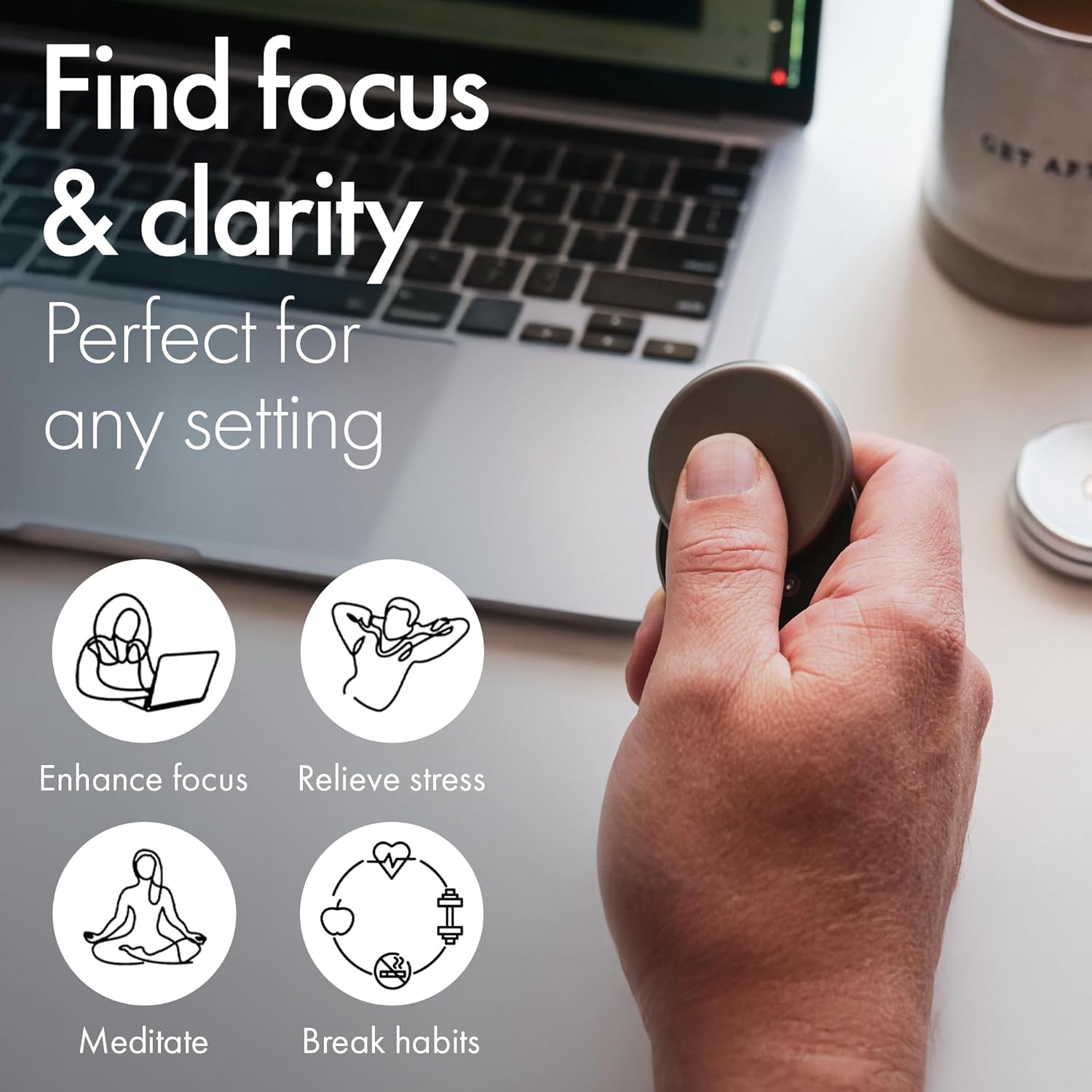 ONO Slider - Handheld Fidget Toy for Adults | Help Relieve Stress, Anxiety, Tension | Promotes Focus, Clarity | Compact, Portable Design (Natural - Titanium)