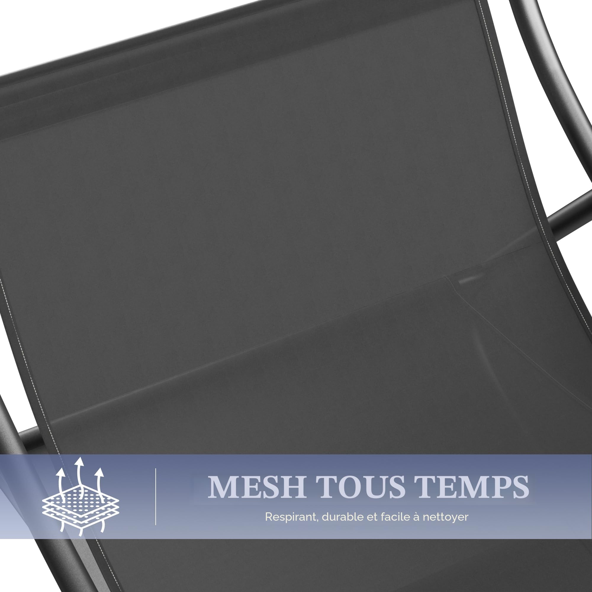 Fauteuil a Bascule avec Repose-Pieds, Chaise a Bascule avec Coussin Rembourré, Charge 150 kg, Cadre en Métal, Rocking Chair en Forme d'Oeuf, pour l'intérieur et l'extérieur Salon, Balcon -Gris