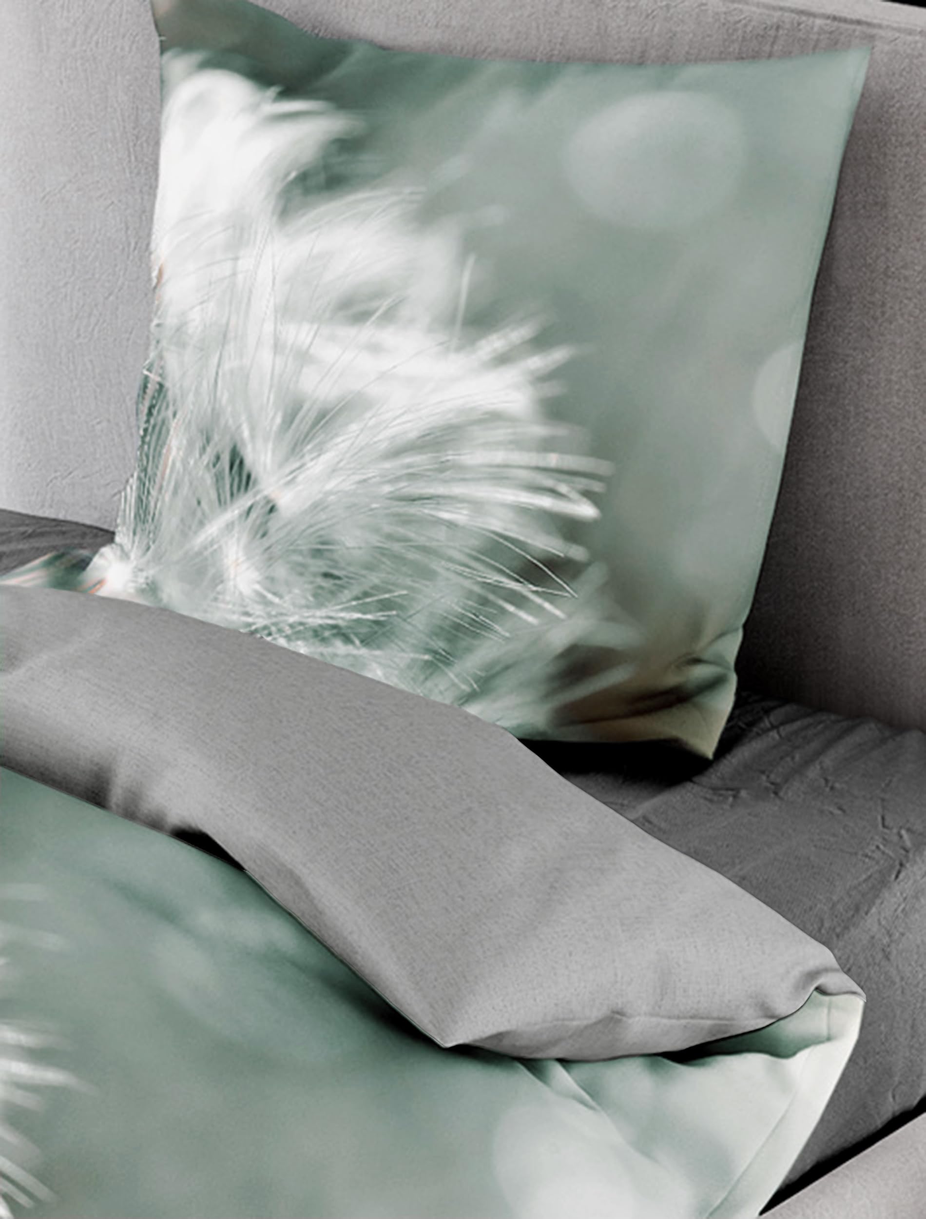 Traumschloss Bettwäsche »Mako-Satin« 100% Baumwolle | Digitaldruck | Reißverschluss | 135x200 & 80x80 | reifer Löwenzahn, Pusteblume
