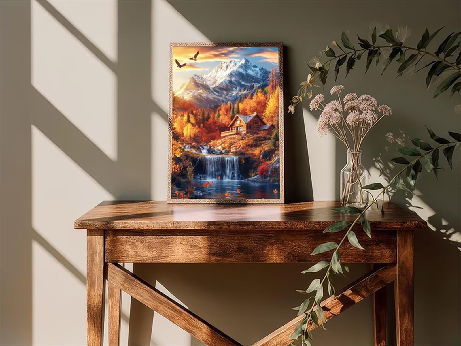 Waterfalls Malowanie według numerów dla dorosłych, DIY krajobraz malowanie według liczb, kreatywne hobby dla dorosłych, malowanie po numerach za pomocą pędzli i akrylu, nowoczesne obrazy do salonu