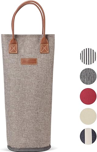 Miniatura 80 de ZORMY Bolsa de vino aislada para una sola botella, 1 botella de vino bolsa acolchada enfriador de vino perfecto para amantes del vino o regalo