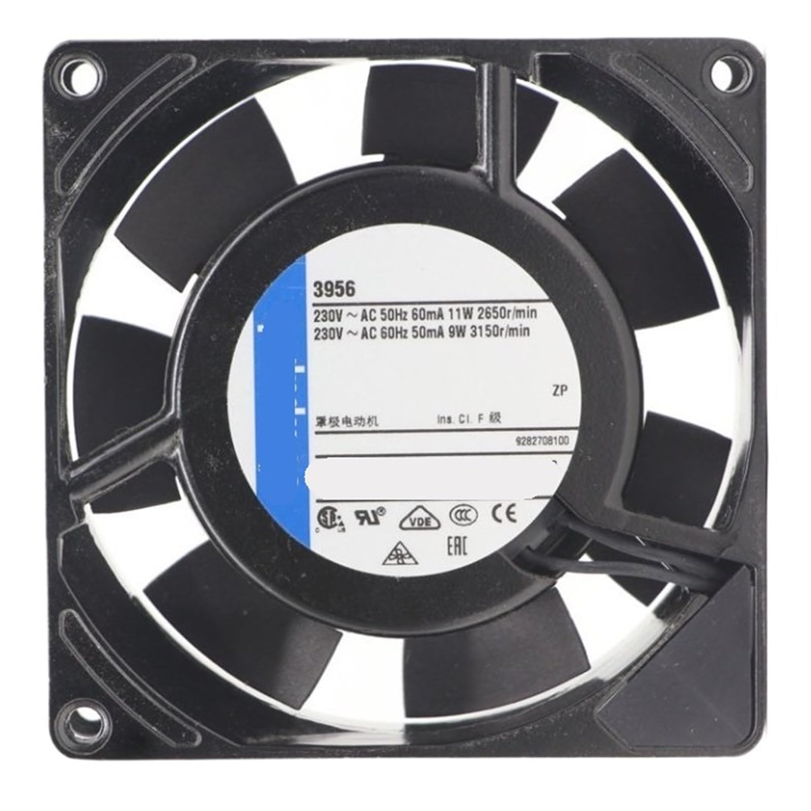 3956 9225 230V AC 2650RPM 11W 59m3/h 50HZ 35dBA 9cm 92x92x25mm Cooling Fan