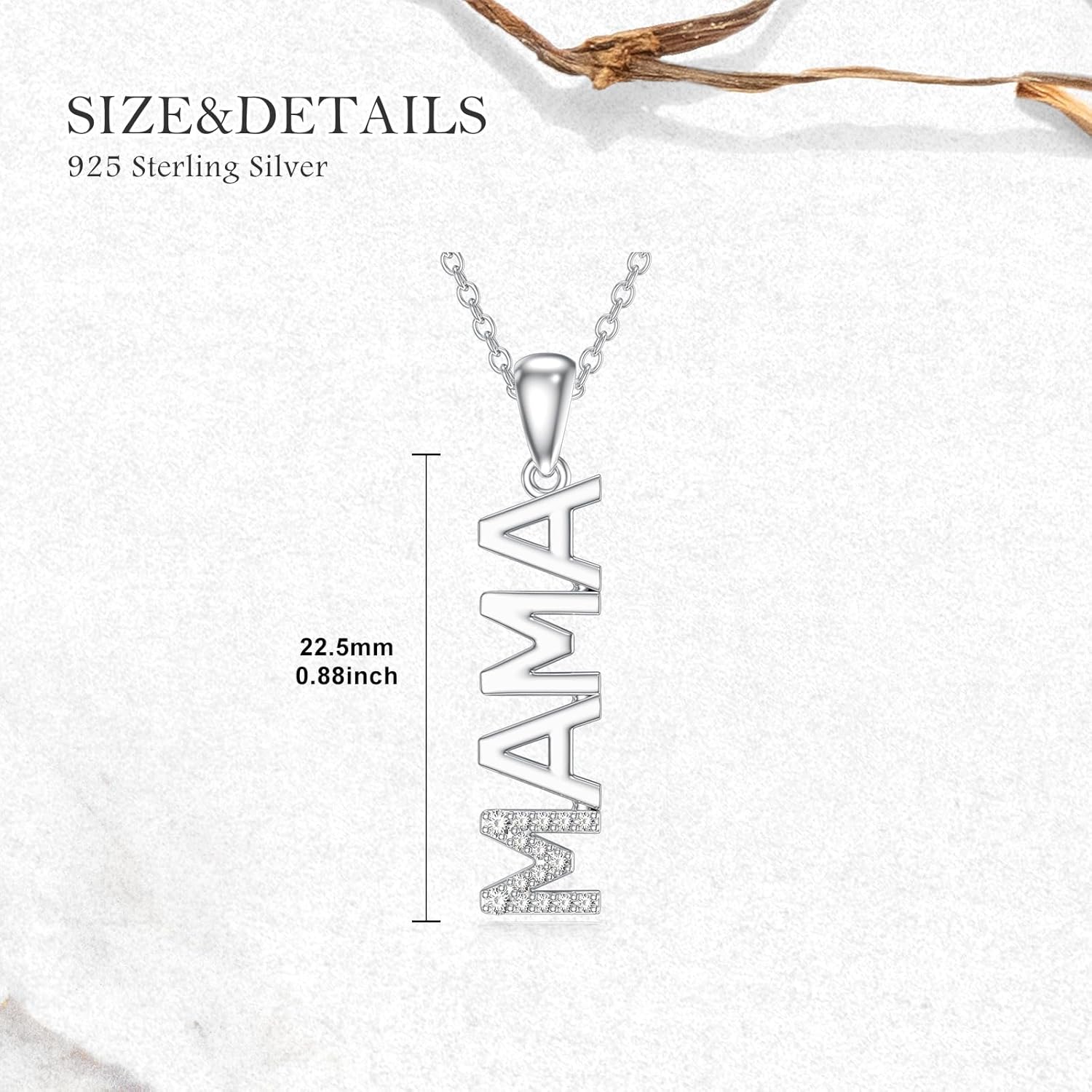 Silver Mama Necklace Gifts for New Mom Sterling Silver Mom Necklace With Lab Grown Diamond Birthday Gifts Travel Accessories for Women - Image 5