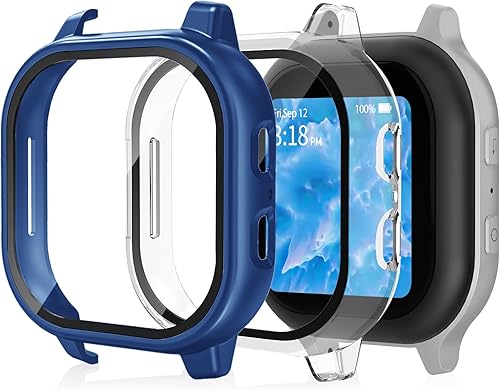 Paquete de 2 fundas protectoras compatibles con Gabb Watch, protector de pantalla de policarbonato duro, vidrio templado integrado compatible con