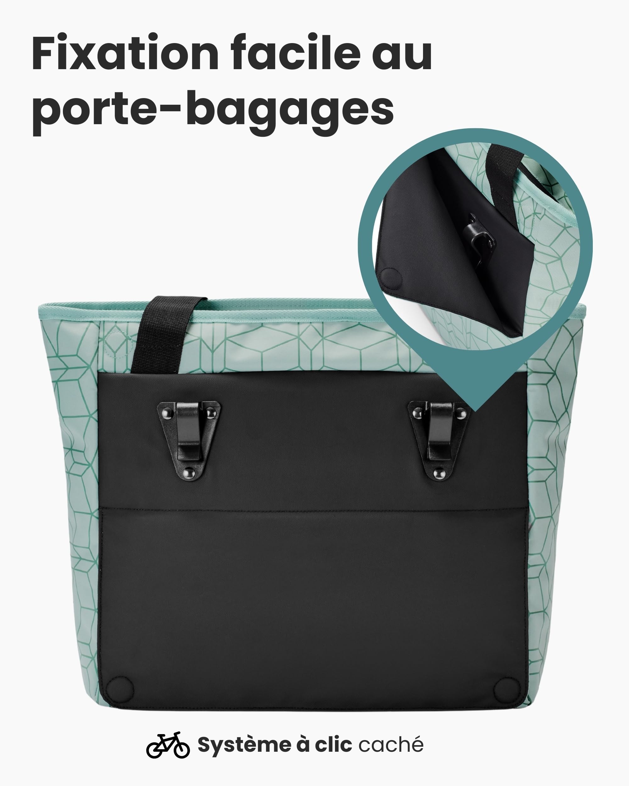 LARKSON Sacoche de Vélo pour Porte-Bagage Femmes & Hommes Menthe - Nova Bike - 2 en 1 Sac de Bicyclette & Sacoche Arrière pour Porte-Bagages - Poche de Courses - Imperméable
