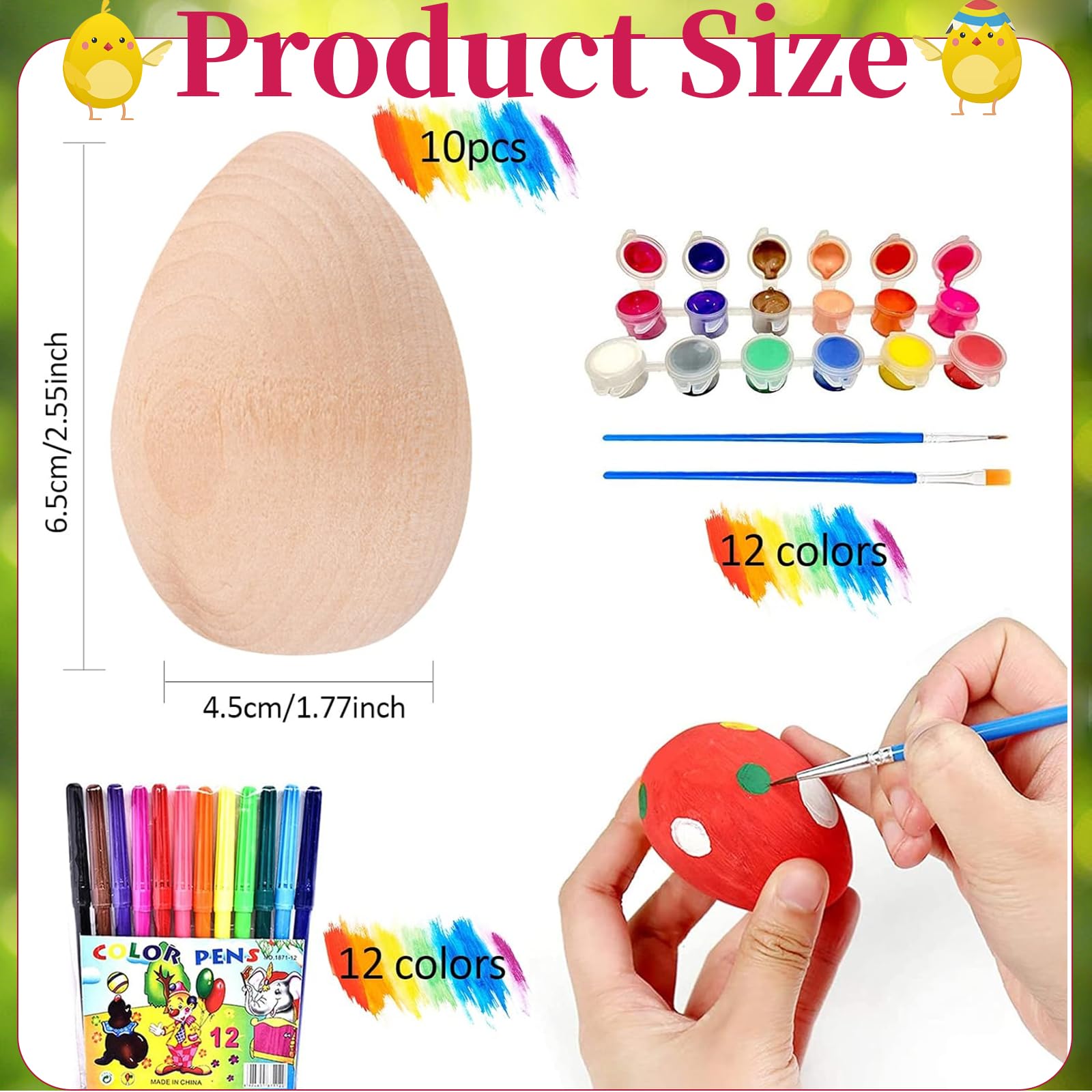 40 Uova Di Legno Per Decorazione Pasquale - Con Nastri, Per Dipingere E Appendere - Foto 2