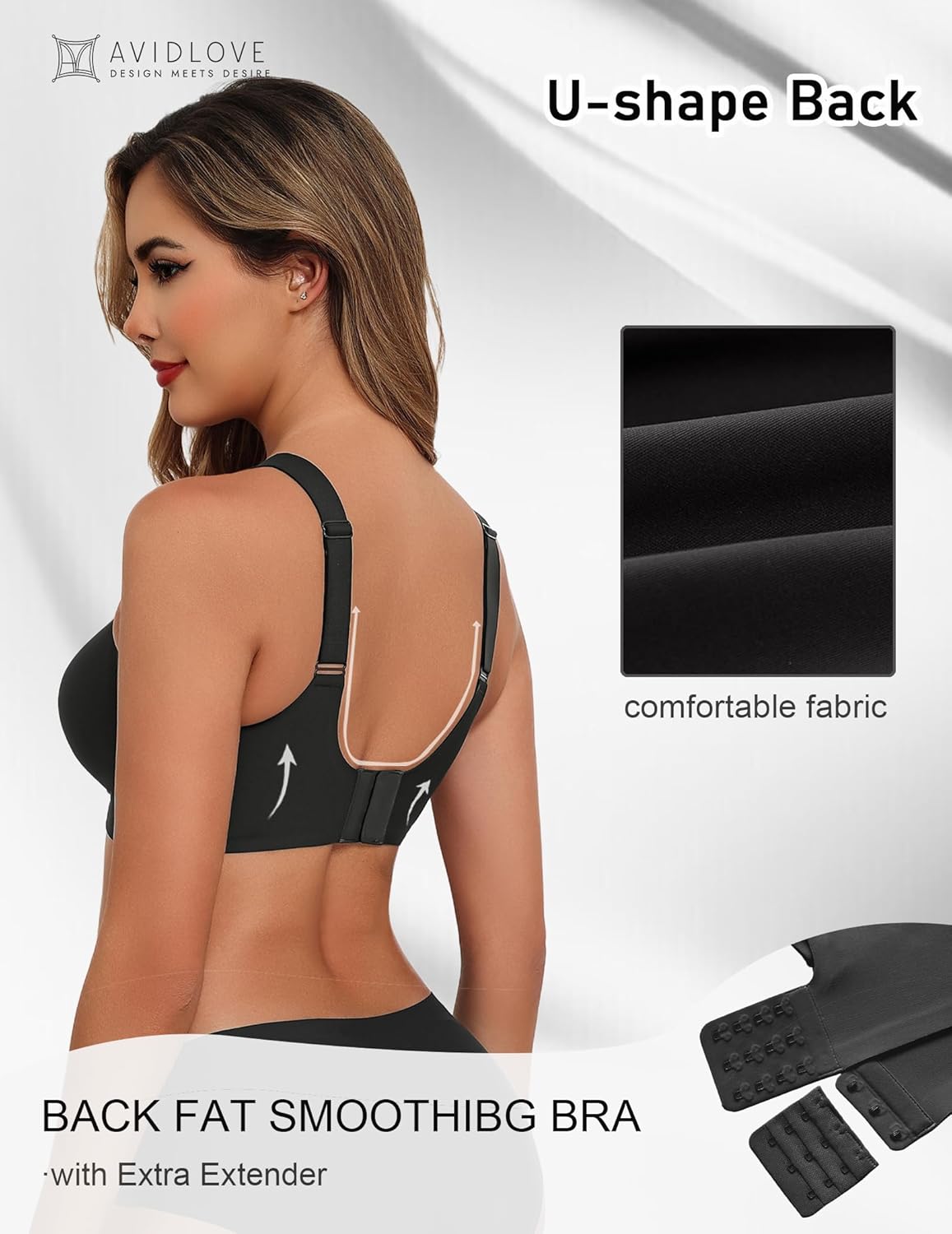 Avidlove Bras for Women Seamless Bra Full Coverage T Shirt Bralettes V Neck Wireless Bra Comfortable Brassiere - Image 4