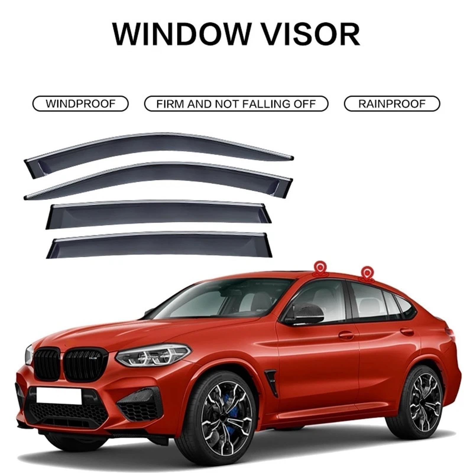 Do X4 F26 G02 Osłona przeciwdeszczowa Deflektory Markiza Osłona wykończeniowa Listwa zewnętrzna Boczne chromowane wykończenie okna Car Wind Deflector osłona szyby drzwi(F26)