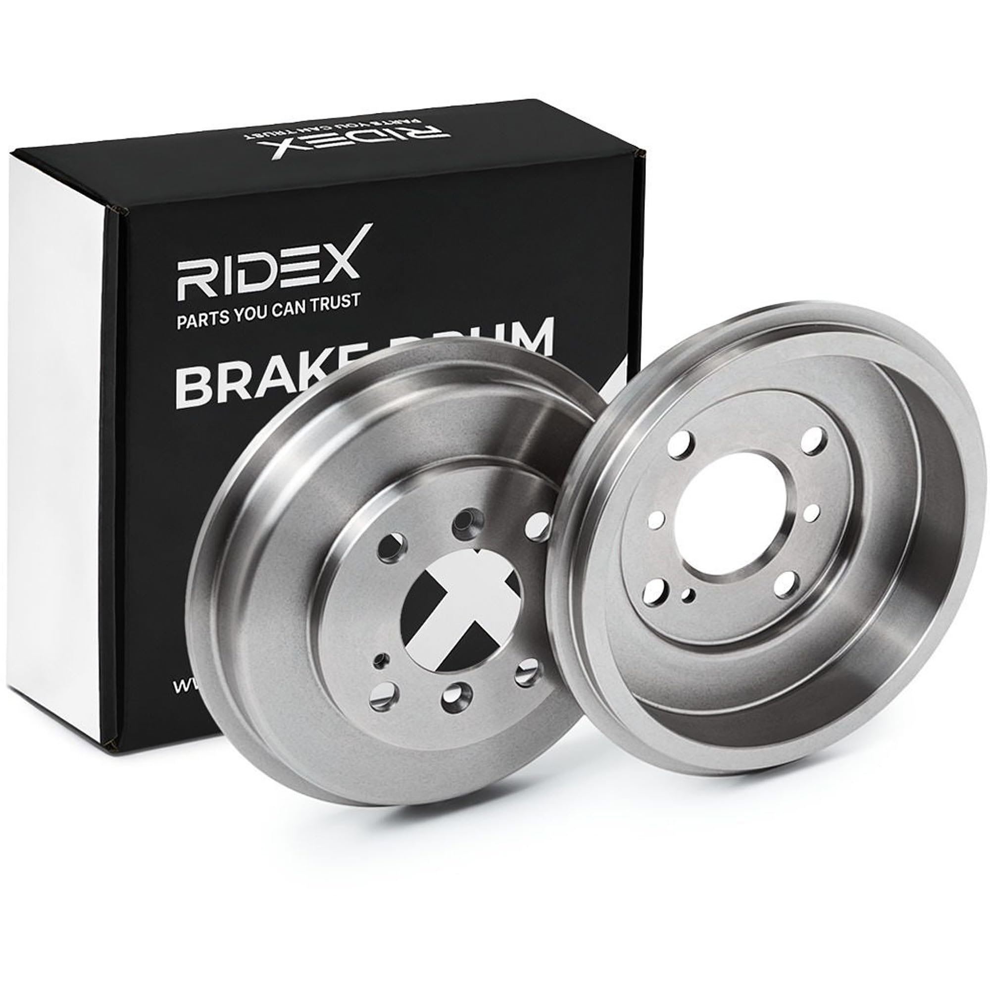 RIDEX 123B0135 2x Tambor de freno Trasero sin cojinete rueda sin perno de sujeción de rueda sin buje de rueda Compatible con FORD Fiesta Mk6 Hatchback CB1, CCN, JA8, JR8
