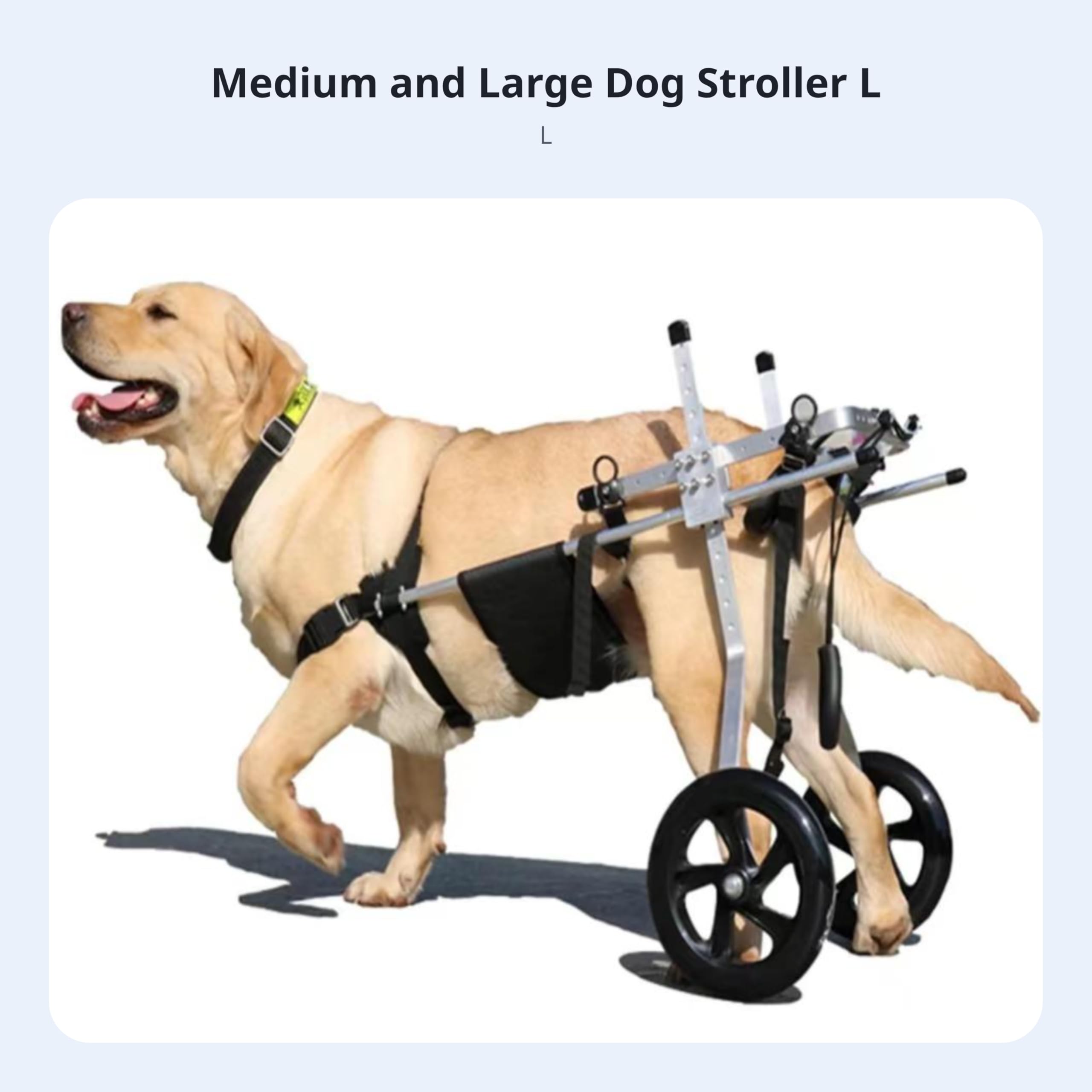 Carrozzina per Cani Carrozzina Disabili Sedia a Rotelle Supporto Riabilitazione Struttura Solida Leggermbracatura Regolabile Adatta Veterinaria, L