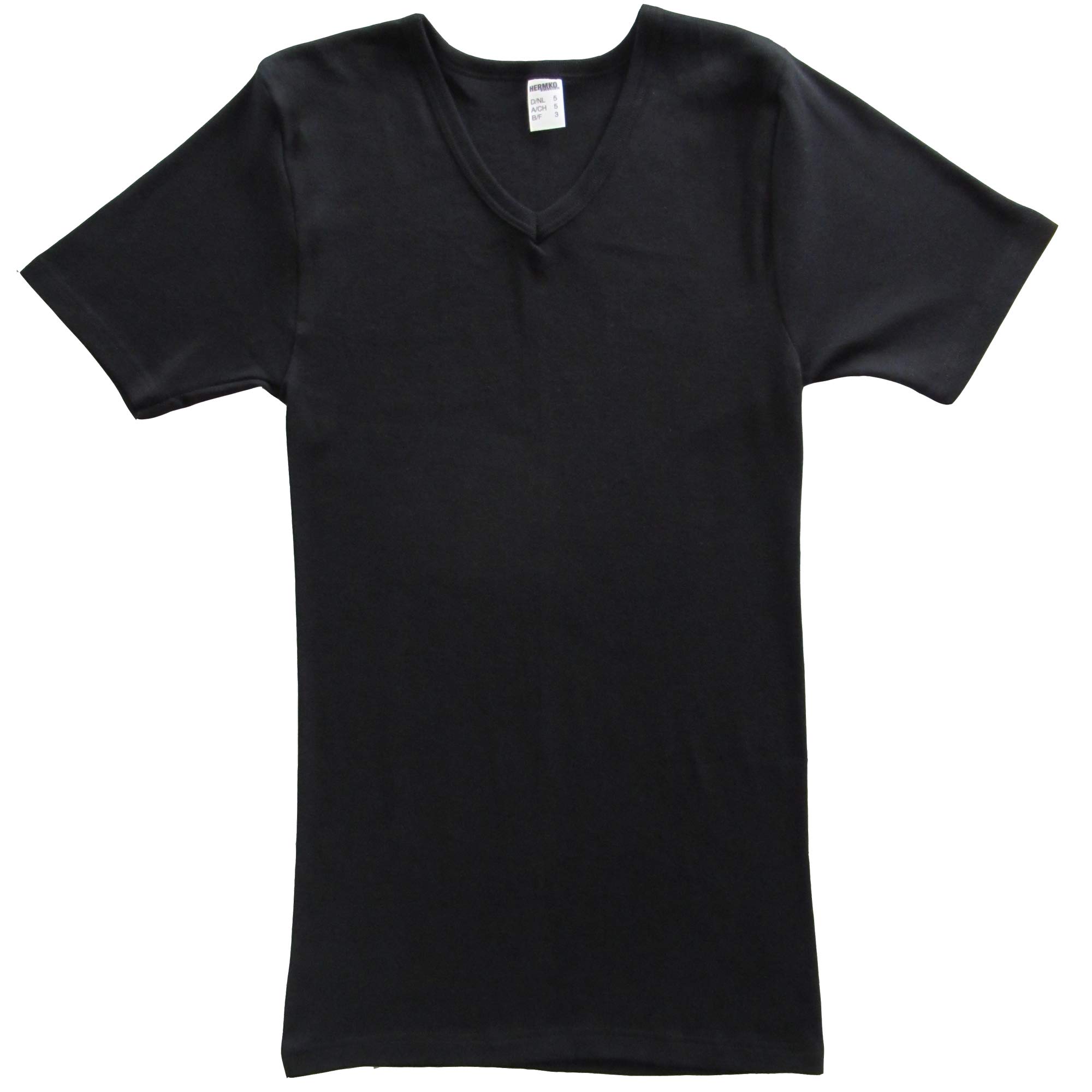 HERMO 4880 Lot de 3 Business Shirt Homme à Manche Courte avec col V, Maillot de Corps Demi-Manche en 100% Coton Biologique