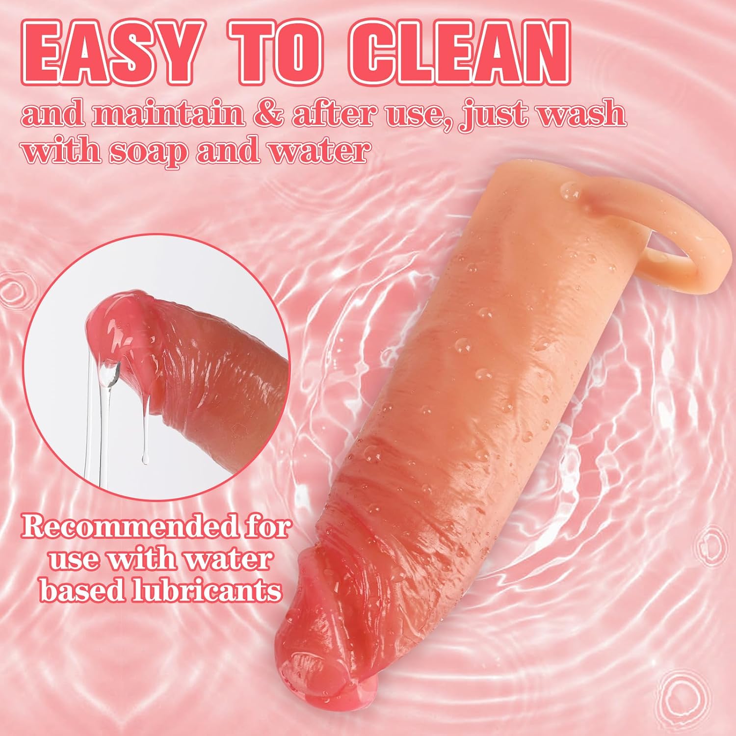 6.5 Inch Realistic Penis Sleeve Extender for Men,Thick Silicone Cock Sleeve with Testicle Ring,Reusable Penis Enlarger for Girth Enhancement & Delay Ejaculation Adult Sex Toy for Couples