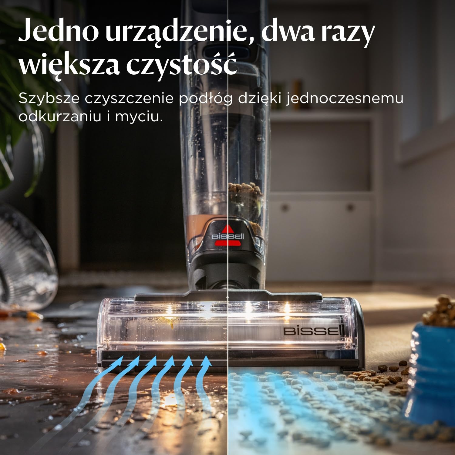 BISSELL CrossWave HydroScrub Odkurzacz Bezprzewodowy Mokro i Sucho 4283N | Do czyszczenia na mokro i sucho, 45 min pracy, z funkcją czyszczenia przy krawędziach, lampy LED