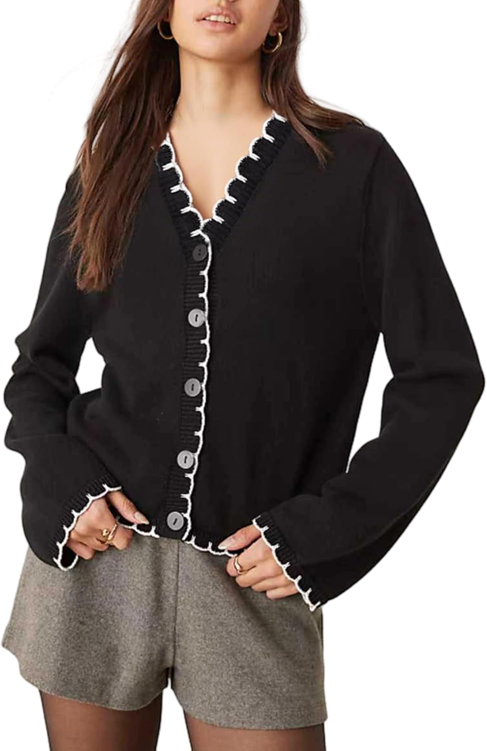 Majdan Women's Lightweight Cardigan V Neck Button Down Knit Sweater Long Sleeve Casual Tops for Women - Image 2