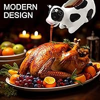 Vista 2 de Bote de salsa blanca, jarra de cerámica de vaca de 11 onzas, jarra de salsa pequeña con mango suave, bote de salsa de porcelana para aderezo