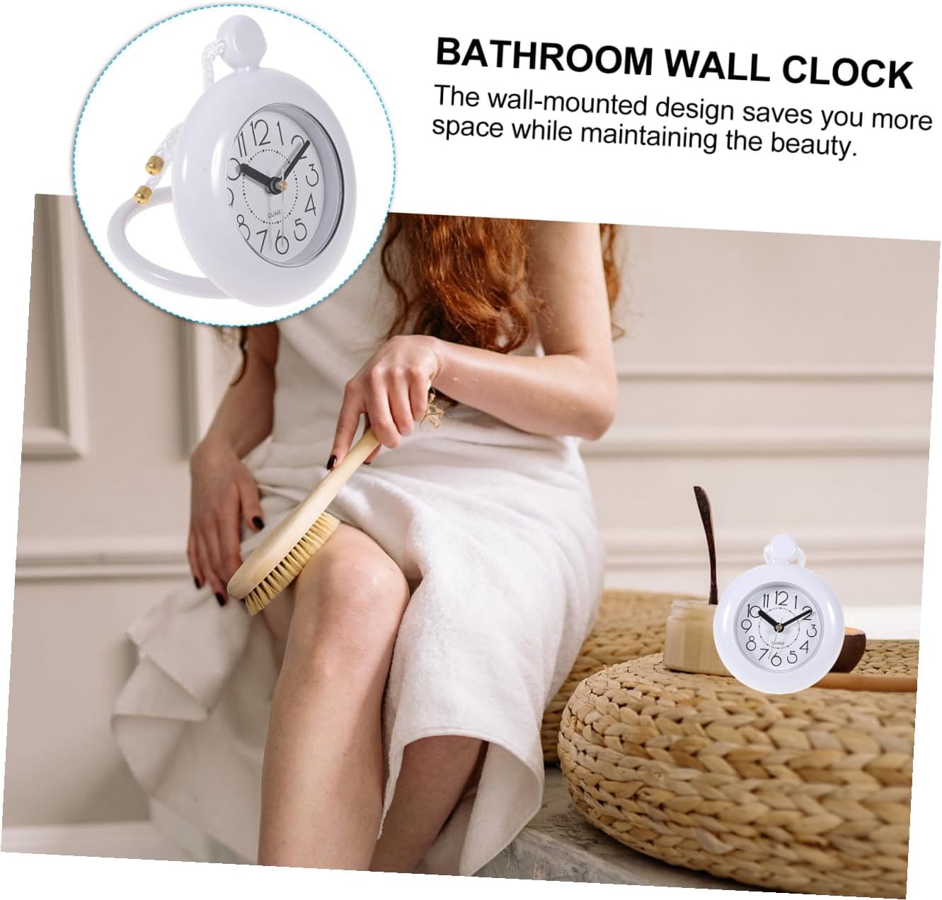 Waterproof Silent Hanging Wall Clock for Bathroom Non-Ticking Shower Wall Clock Without Battery