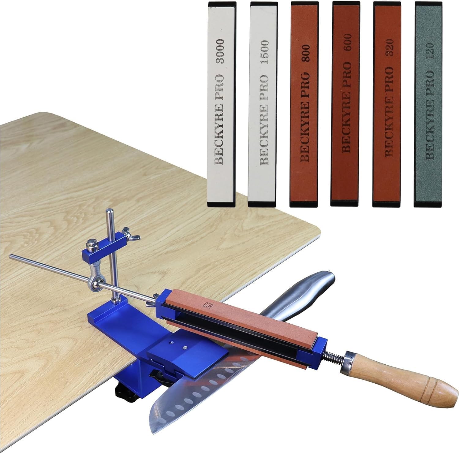 Outil professionnel d'affûtage de couteaux 360 Flip, kit d'outils d'affûtage de couteaux de cuisine à angle fixe avec design Quick Clamp, kit d'outils de polissage de précision polyvalent avec 6 pierr