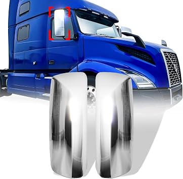 High Soar Chrome Door Mirror Covers for Volvo VNL Trucks 04-17, Driver & Passenger Side, Left & Right Side A Pair