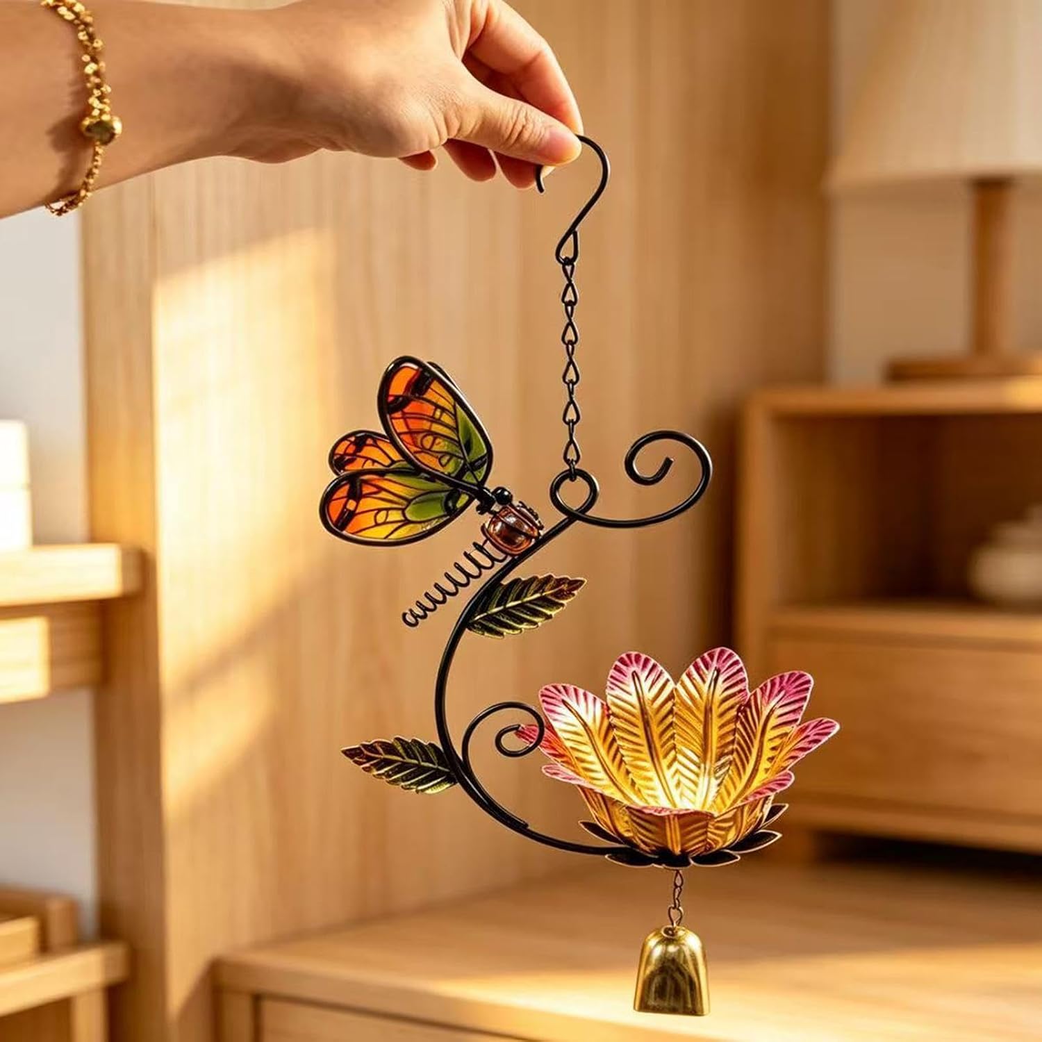 Bird Feeder - Patio Dragonfly Flower Design Wind Chime Water Dispenser image 5