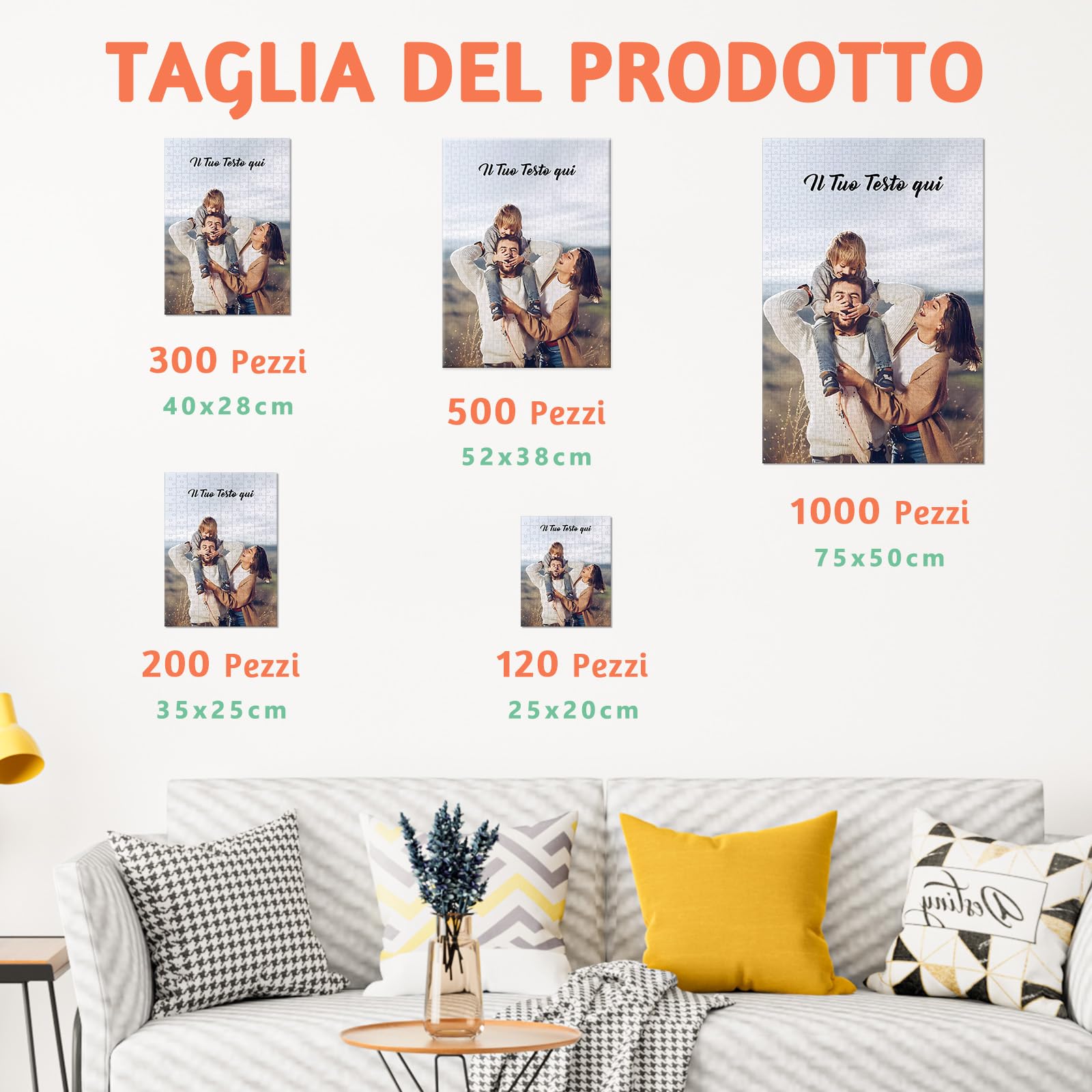 Puzzle Personalizzato Con Foto - Puzzle di Legno Personalizzati da 120/200/300/500/1000/1500 Pezzi, Puzzle Con Testo Foto Personalizzata, Puzzle Divertenti per Gioco Adulto/Familiare