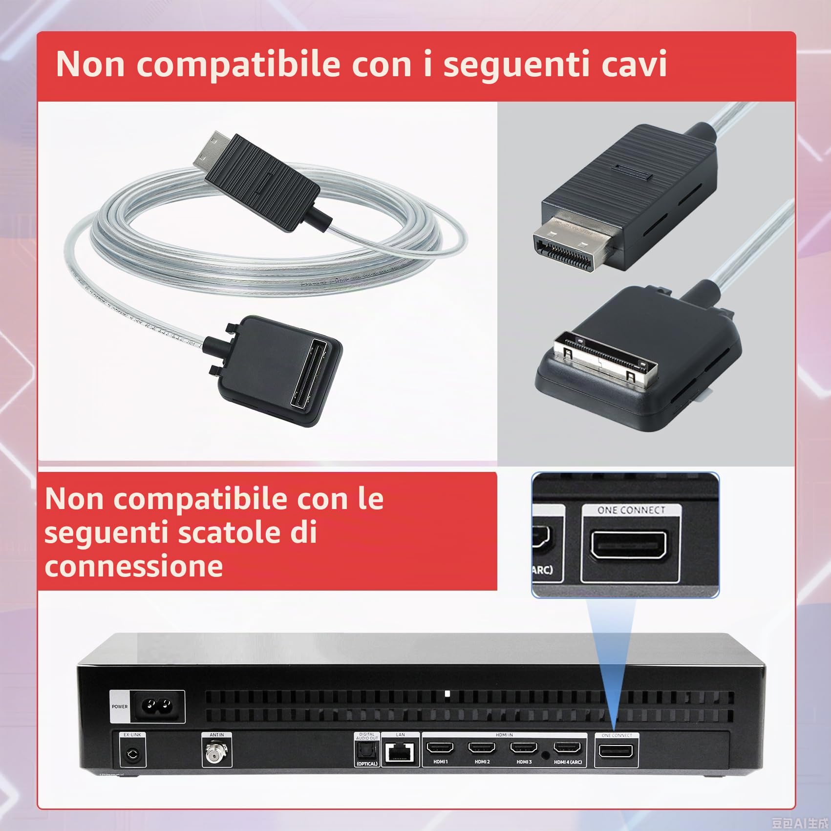 BN39-02470A 5M /16Ft One Connect, solo compatibile con Samsung Frame TV, cavo One Connect per LS03FA LS03DA LS03BA LS03AA LS03RA LS03TA Q85R Q90R Q95T