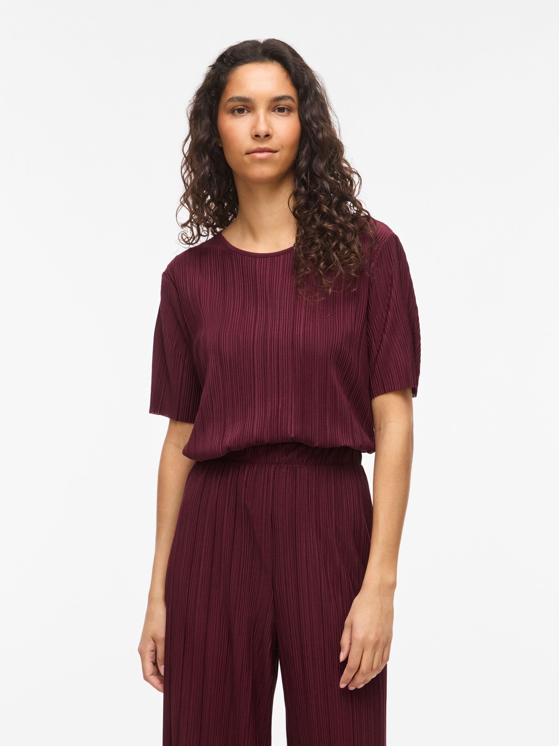 Vila Female Oberteil mit kurzen Ärmeln VIPLISA Plissierter | Short Sleeved Top