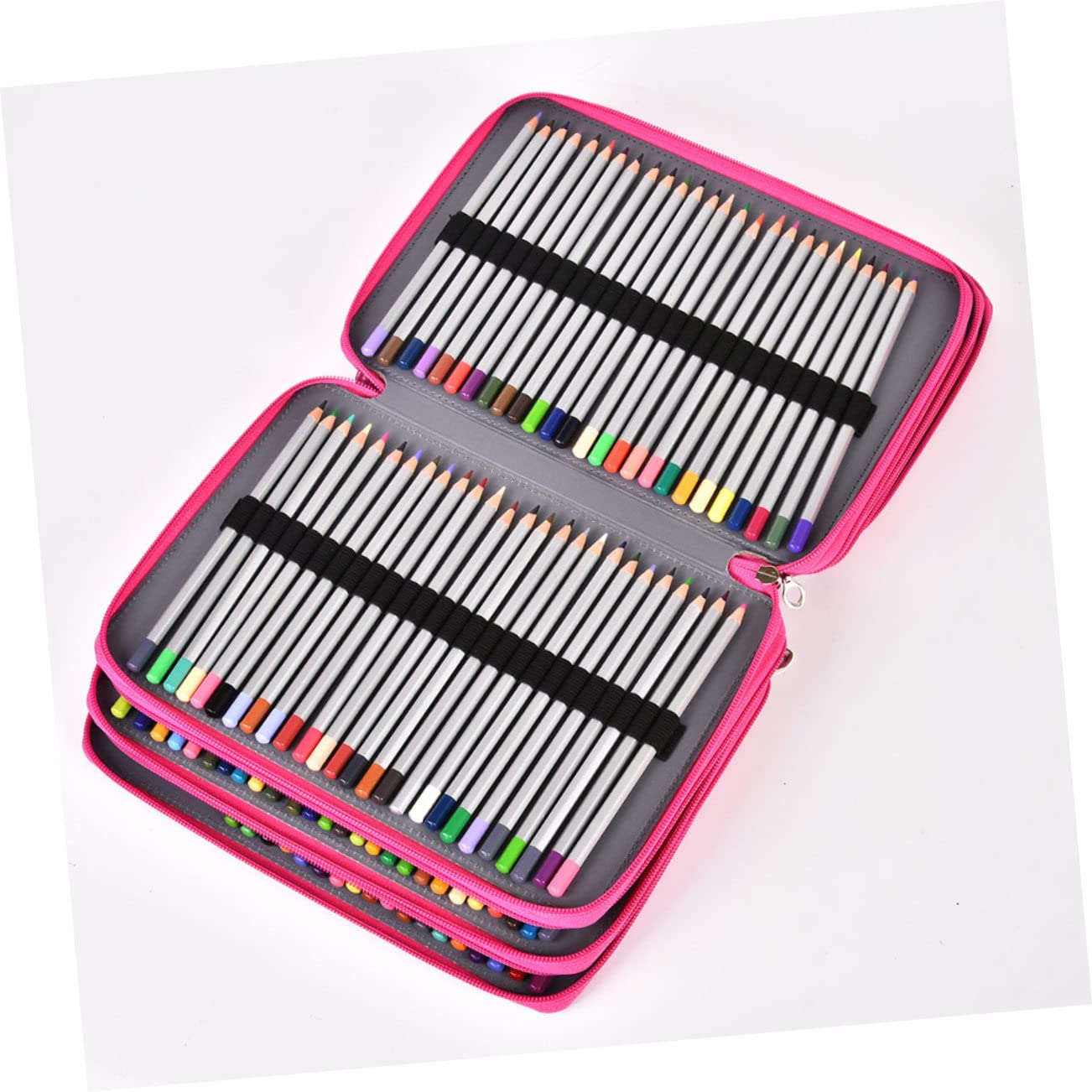 Borsa Porta Cancelleria in Pu e Poliestere Astuccio Cerniera Portatile Grande Capacità per Matite Cancelleria e Materiale Scolastico